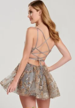 Sweet Sixteen|Bat Mitzvah^Colette A Line Beaded Dress CL22001S Gold/Pewter