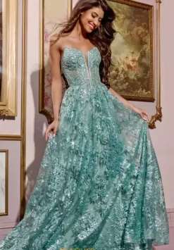 Long Dresses|Plus Sized Dresses^Jovani A Line Beaded Long Dress 42199