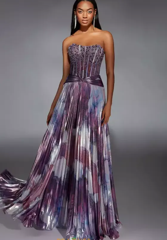 Plus Sized Dresses|Plus Size^Alyce Paris 61781 Purple/Multi