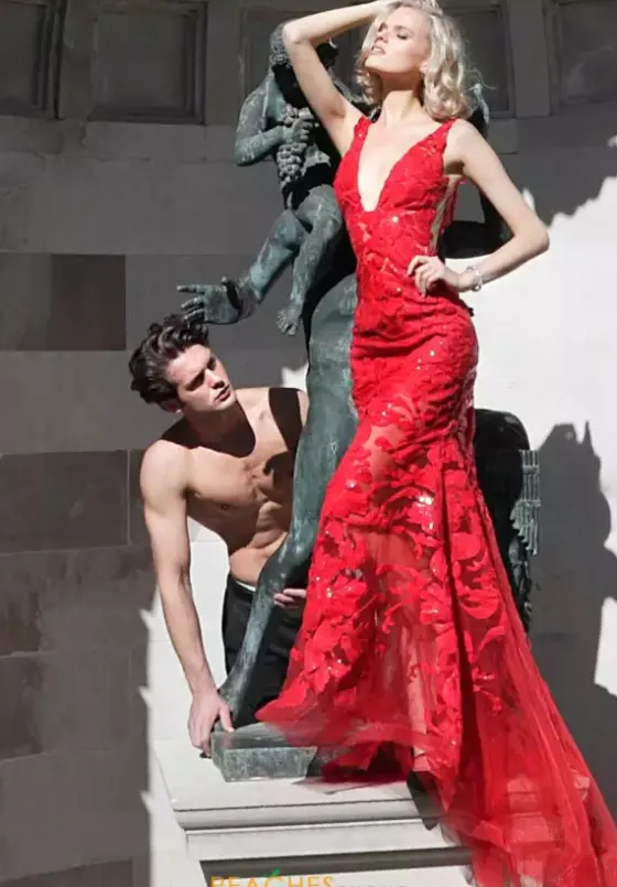 Winter Formal|Wedding Guest^Jovani Applique Long Fitted Dress 60283