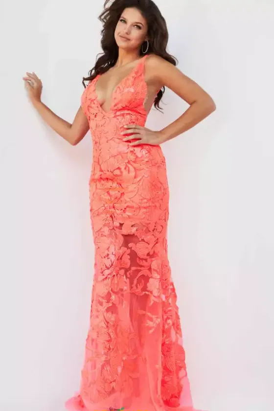 Winter Formal|Wedding Guest^Jovani Applique Long Fitted Dress 60283