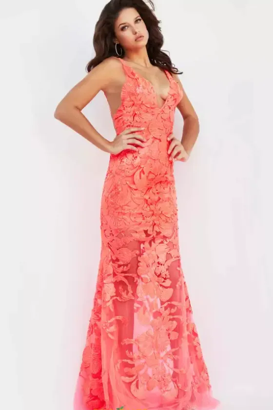 Winter Formal|Wedding Guest^Jovani Applique Long Fitted Dress 60283