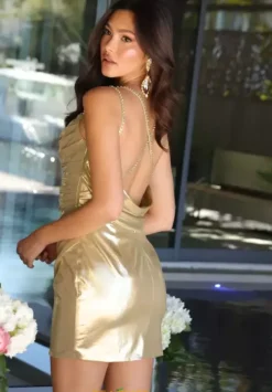 Short Homecoming Dresses|Quince Guest Dresses^Ava Presley 47136 Gold