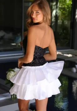 8Th Grade Dance|Short Homecoming Dresses^Ava Presley 26387 Black/White