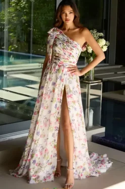 A Line|Long Dresses^Ava Presley 42237 White Multi