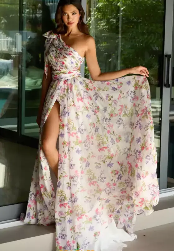 A Line|Long Dresses^Ava Presley 42237 White Multi