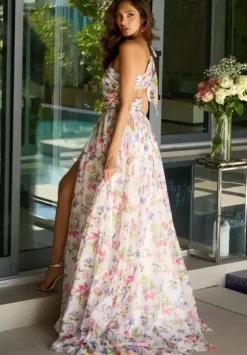 A Line|Long Dresses^Ava Presley 42237 White Multi