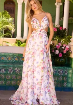 A Line|Long Dresses^Ava Presley 42236 White Multi