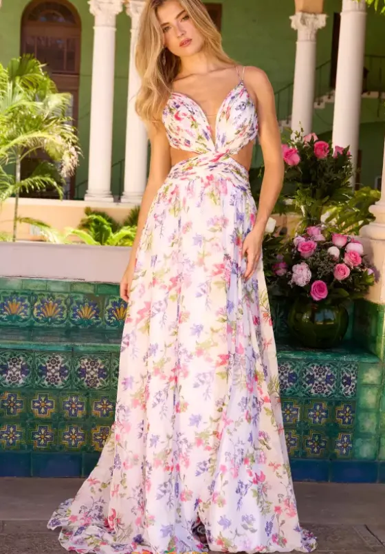 A Line|Long Dresses^Ava Presley 42236 White Multi