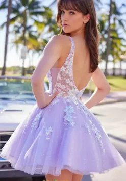 Bat Mitzvah|8Th Grade Dance^Ellie Wilde Beaded V-Neck Tulle Dress EW34603 Lilac
