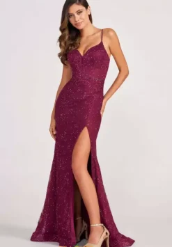 Fitted|Long Dresses^Colette CL2037 Burgundy