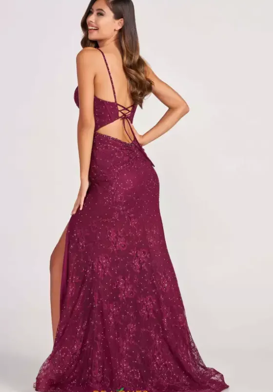 Fitted|Long Dresses^Colette CL2037 Burgundy