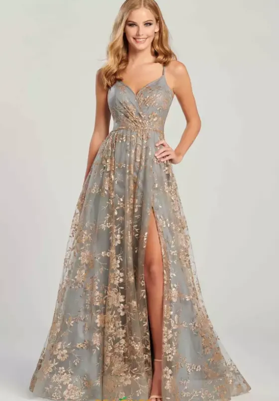 A Line|Long Dresses^Colette CL12006 Gold/Pewter