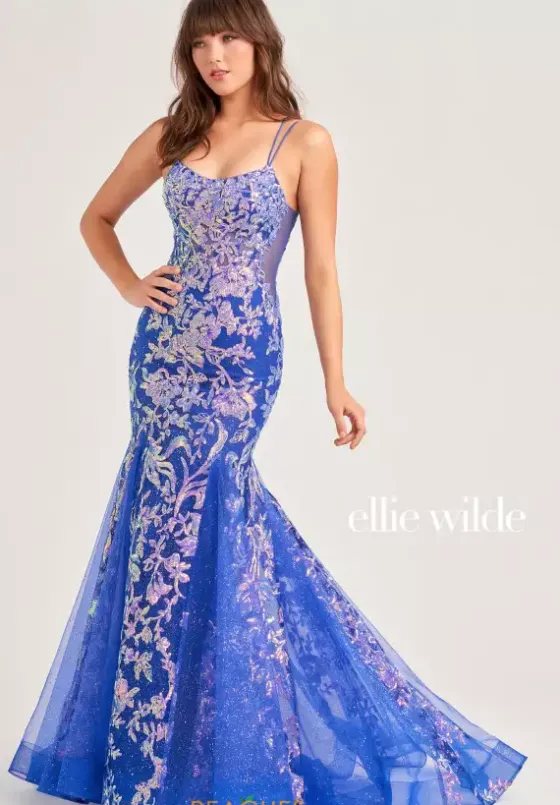 Long Dresses|Plus Sized Dresses^Ellie Wilde EW35008 Ultra Violet