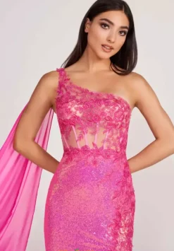 Long Homecoming Dresses|Fitted^Ellie Wilde EW34020 Hot Pink