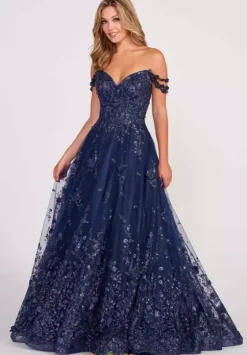 Long Dresses|Military Ball^Ellie Wilde EW34113 Navy Blue