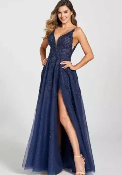 Long Dresses|Plus Sized Dresses^Ellie Wilde EW122102 Navy Blue