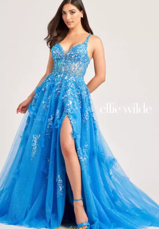 Long Dresses|Plus Sized Dresses^Ellie Wilde EW35047 Cerulean Blue