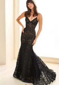 Plus Size|Fitted^Ellie Wilde EW36011 Black/Nude