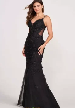 Fitted|Long Dresses^Ellie Wilde EW34114 Black