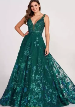 Ball Gowns|A Line^Ellie Wilde EW34105 Emerald