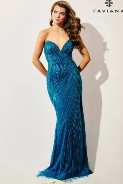 Fitted|Long Dresses^Faviana 11411 Ink Blue