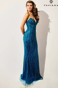 Fitted|Long Dresses^Faviana 11411 Ink Blue