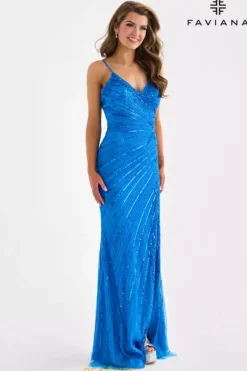 Fitted|Long Dresses^Faviana 11462 Electric Blue