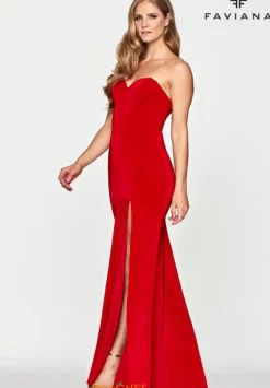 Fitted|Long Dresses^Faviana S10660 Red