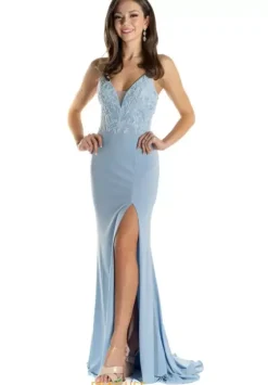 Long Homecoming Dresses|Fitted^Faviana S10686 Cloud Blue