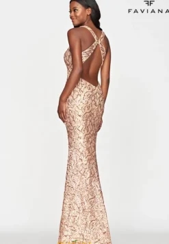 Fitted|Long Dresses^Faviana S10651 Rose Gold