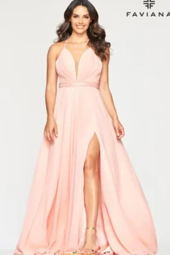 A Line|Long Dresses^Faviana S10435 Soft Peach