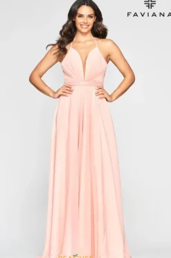 A Line|Long Dresses^Faviana S10435 Soft Peach