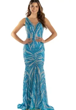 Fitted|Long Dresses^Jovani Fitted Sequins Long Dress 06153 Light Blue/Silver