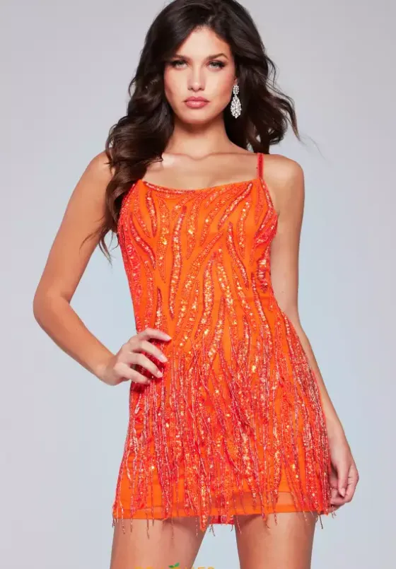 Short Homecoming Dresses|Wedding Guest^Jovani Fringe Sequins Fitted Dress 39628