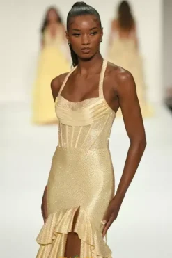 Military Ball|Plus Sized Dresses^Sherri Hill Halter Neckline Satin Dress 57618