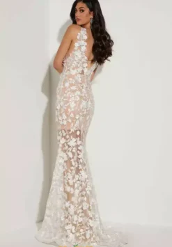 Fitted|Long Dresses^Jasz Couture 7439 Nude/White