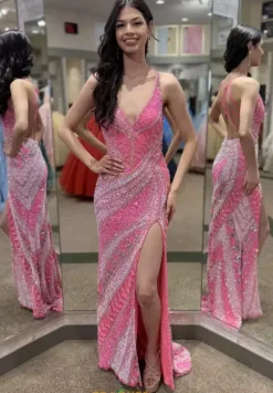 Fitted|Long Dresses^Jasz Couture 7679 Hot Pink