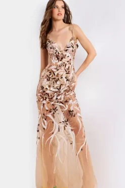 Long Dresses|Plus Sized Dresses^Jovani 45601 Nude