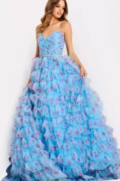 Long Dresses|Plus Sized Dresses^Jovani 47267 Blue/Multi