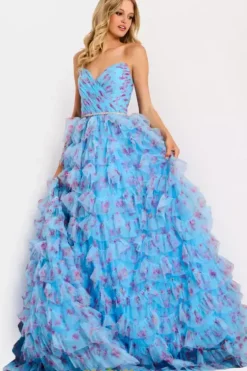 Long Dresses|Plus Sized Dresses^Jovani 47267 Blue/Multi