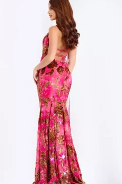 Plus Sized Dresses|Long Dresses^Jovani 46434 Fuschia/Gold