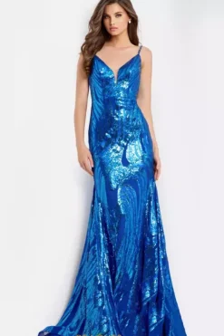 Long Dresses|Plus Sized Dresses^Jovani 48518 Cobalt