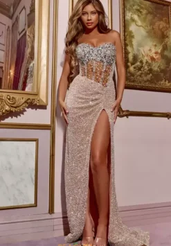 Long Dresses|Pageant^Jovani D5605 Nude Multi