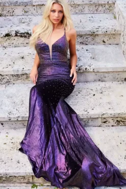 Long Homecoming Dresses|Fitted^JVN by Jovani JVN07212 Purple