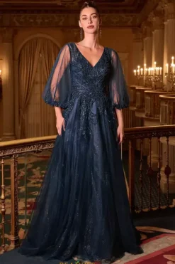 Military Ball|Quince Guest Dresses^Ladivine by Cinderella La Divine by Cinderella CD0101 Navy