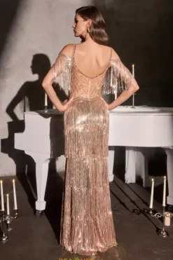 Fitted|Long Dresses^Ladivine by Cinderella La Divine by Cinderella CDS563 Rose Gold