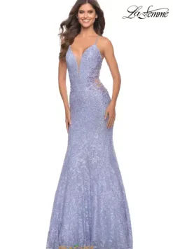 Mermaid|Fitted^La Femme 31354 Light Periwinkle