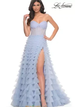 Long Dresses|Plus Sized Dresses^La Femme 32447 Light Periwinkle