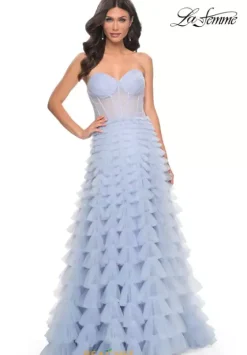 Long Dresses|Plus Sized Dresses^La Femme 32447 Light Periwinkle